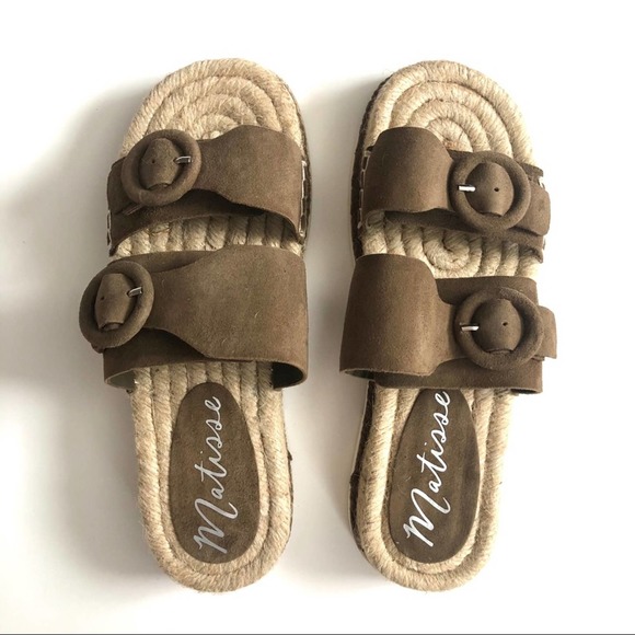 Matisse Leather Double Strap Espadrille Slides - Picture 5 of 12